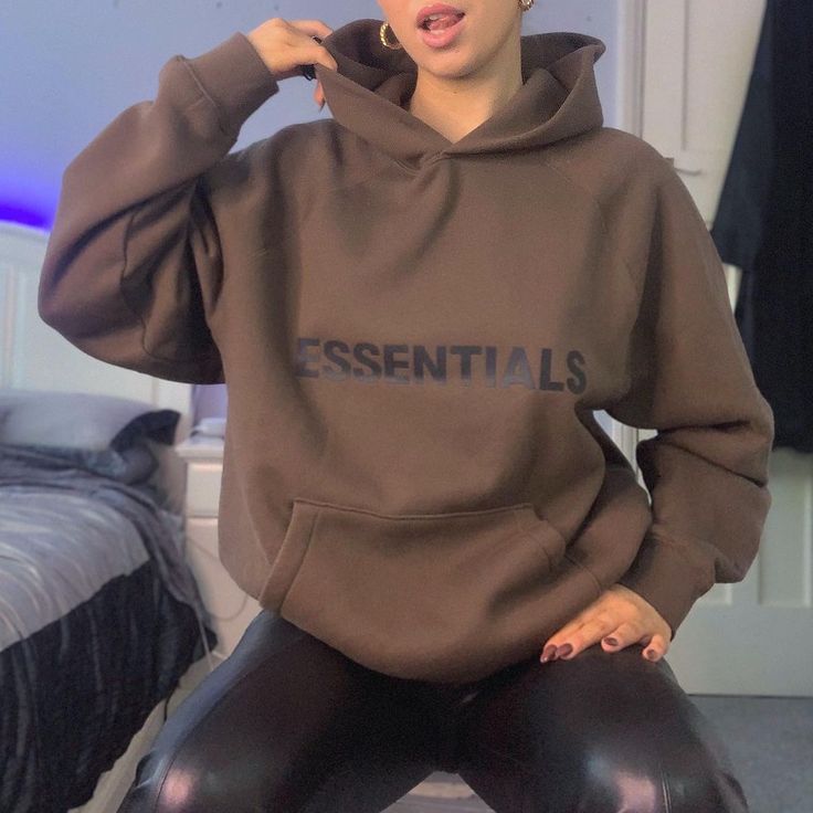 Styling your Brown Essentials Hoodie